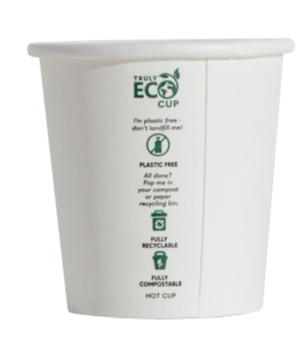 Truly Eco Aqueous Single Wall Coffee Cup White 4oz – Crystal Packaging